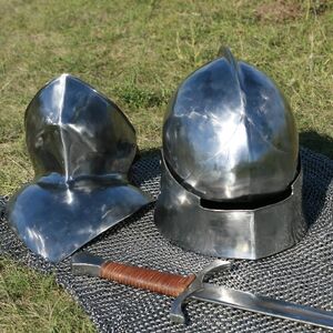 Spätmittelalter Exklusiver Schaller Helm Mit Bart