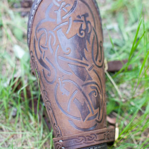 Wikinger Armschiene aus geprägtem Leder „Schildmaid“