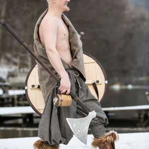 Wikinger Lederstiefel mit Prägung und Kunstfell „Knut der Lustige”