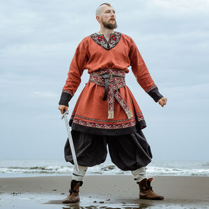 Wikinger Leinentunika „Ingvar der Seemann“ mit Stickerei