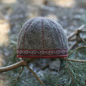 Wikinger Wintermütze aus Wolle mit Handstichen „Sigfus der Schild“