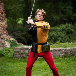 Zweifarbiger Leinen Gambeson für SCA/WMA-Schwertkampf „Söldner“, wattierte Rüstungsjacke