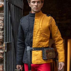 Zweifarbiger Leinen Gambeson für SCA/WMA-Schwertkampf „Söldner“, wattierte Rüstungsjacke