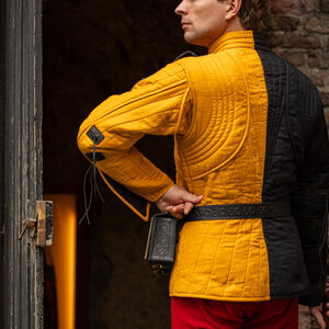 Zweifarbiger Leinen Gambeson für SCA/WMA-Schwertkampf „Söldner“, wattierte Rüstungsjacke