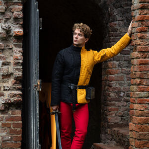 Zweifarbiger Leinen Gambeson für SCA/WMA-Schwertkampf „Söldner“, wattierte Rüstungsjacke