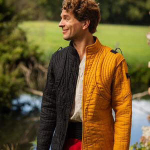 Zweifarbiger Leinen Gambeson für SCA/WMA-Schwertkampf „Söldner“, wattierte Rüstungsjacke