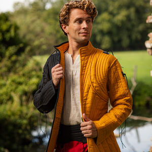 Zweifarbiger Leinen Gambeson für SCA/WMA-Schwertkampf „Söldner“, wattierte Rüstungsjacke