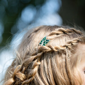 Zweizackige Haarnadel aus Messing & Emaille „Seerosen“