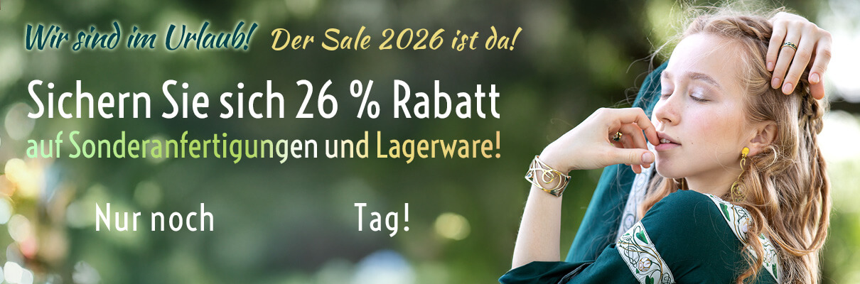 Wir sind im Urlaub! Der Sale 2026 ist da! Sichern Sie sich 26 % Rabatt auf Sonderanfertigungen und Lagerware!