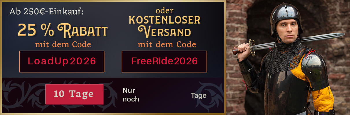 Ab 250€-Einkauf: 25 % Rabatt mit dem Code LoadUp2026 oder kostenloser Versand mit dem Code FreeRide2026