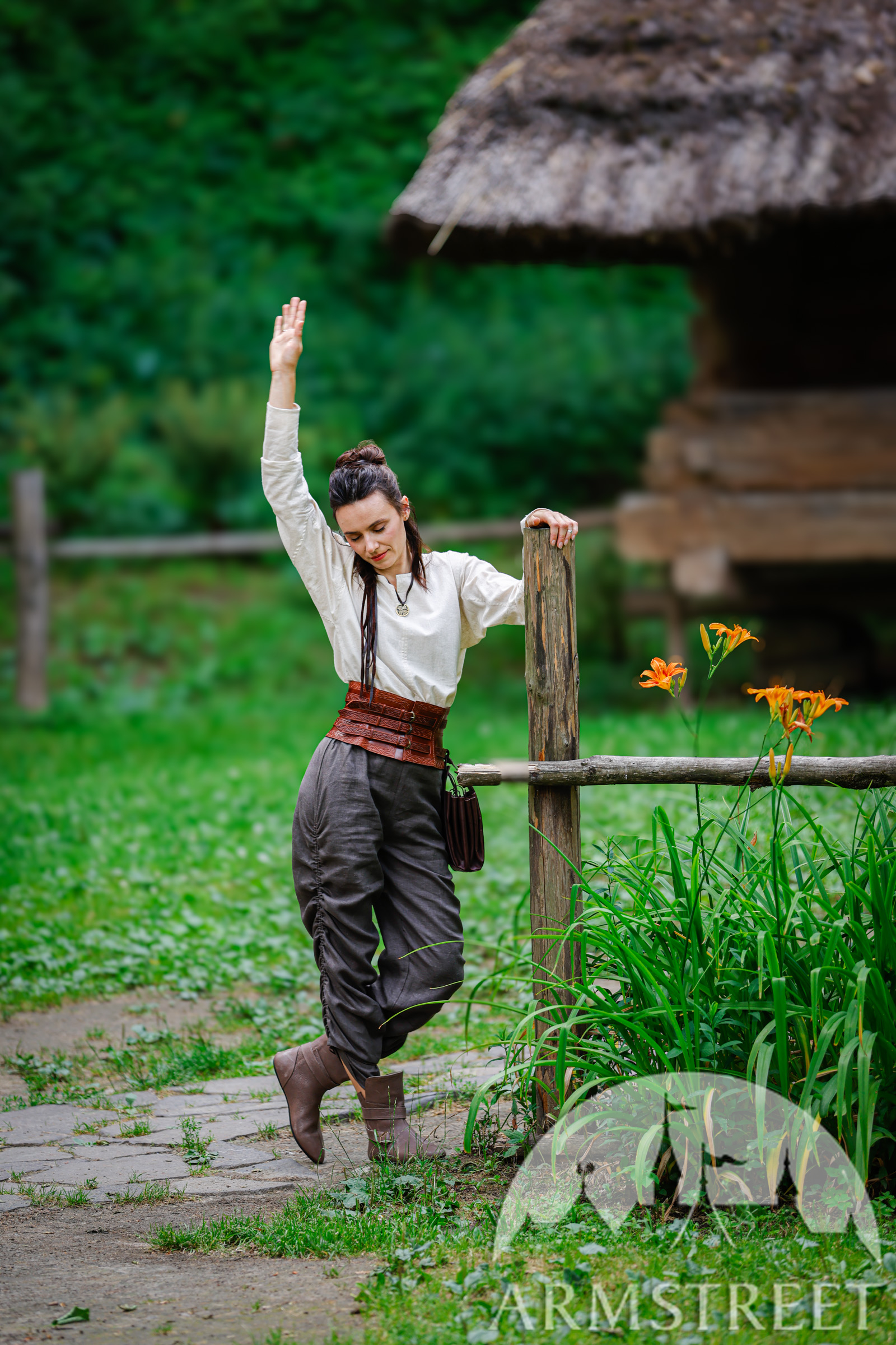 Short medieval underwear fine linen unisex tunic "Huntress"