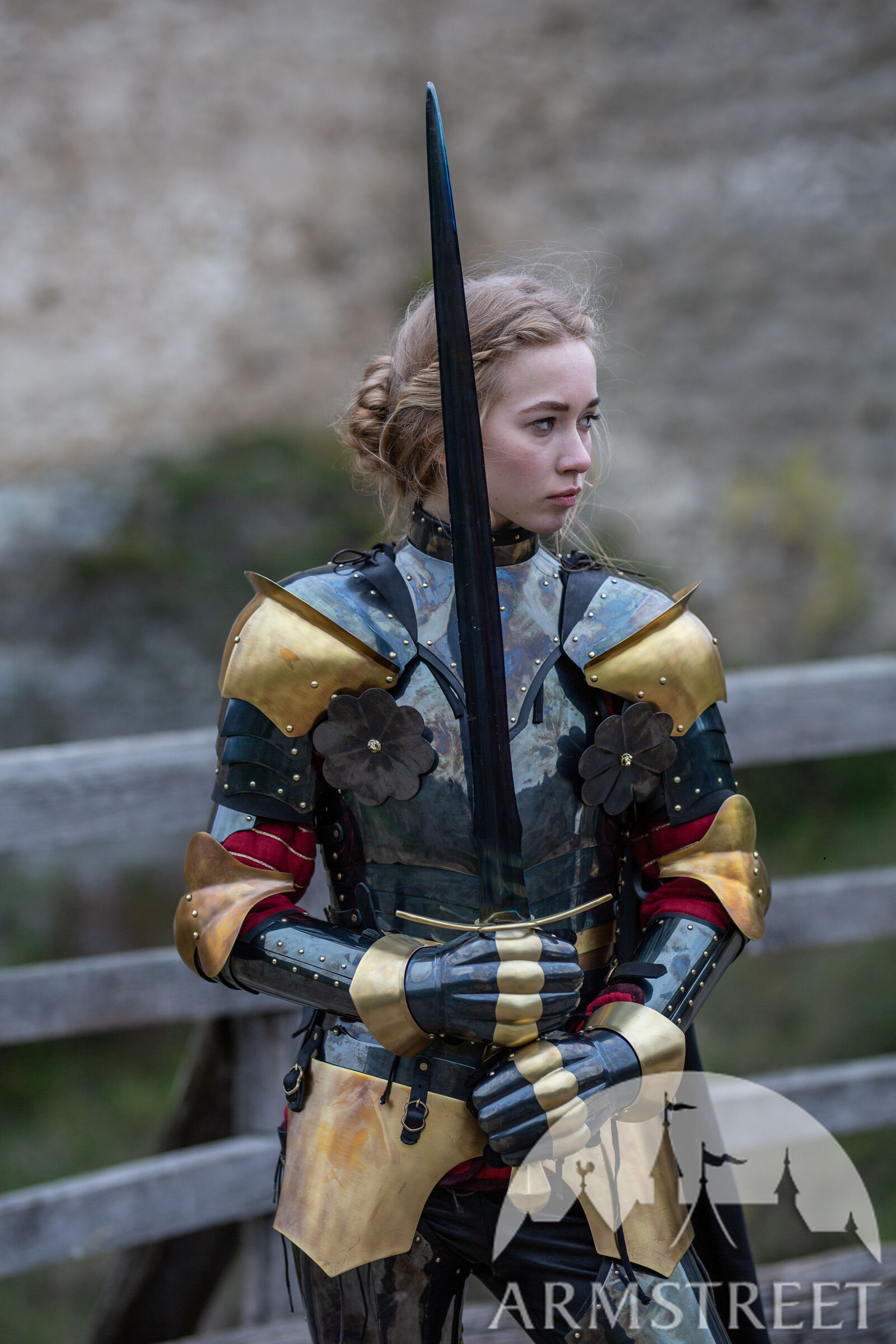 Blackened lightweight medieval female armor “Evening Star”