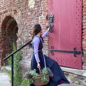 Linen medieval overtunic with handmade embroidery